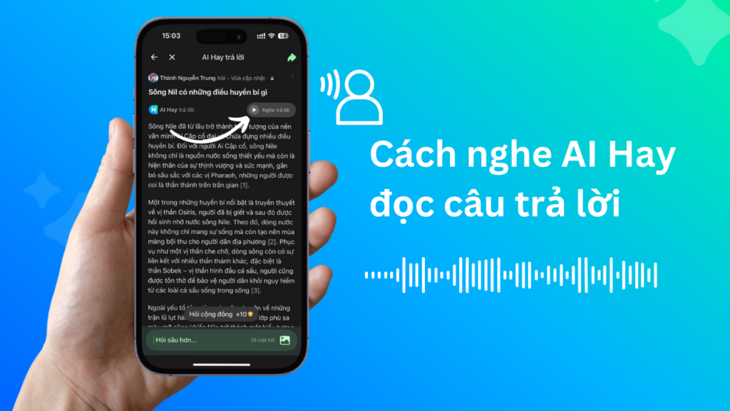 Tính năng nghe đọc câu trả lời trên AI Hay