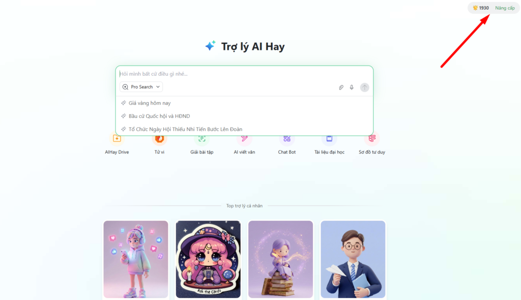 cách nâng cấp tài khoản AI Hay pro trên máy tính