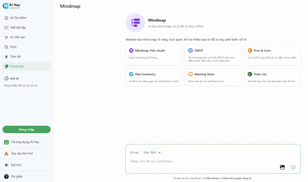 Vẽ sơ đồ tư duy online với công cụ Mindmap AI của AI Hay