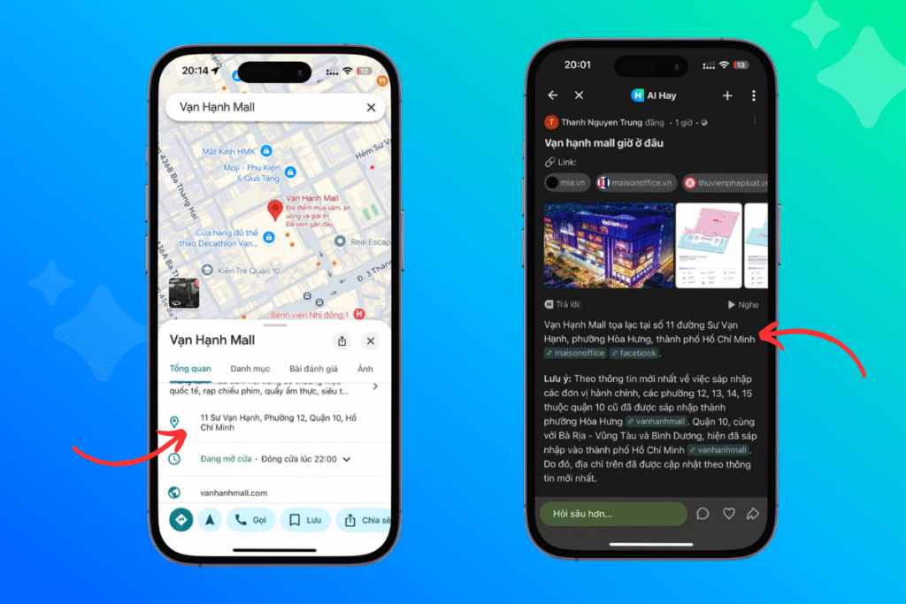 So sánh thực tế: Chat GPT, Gemini, AI Hay và Google Maps