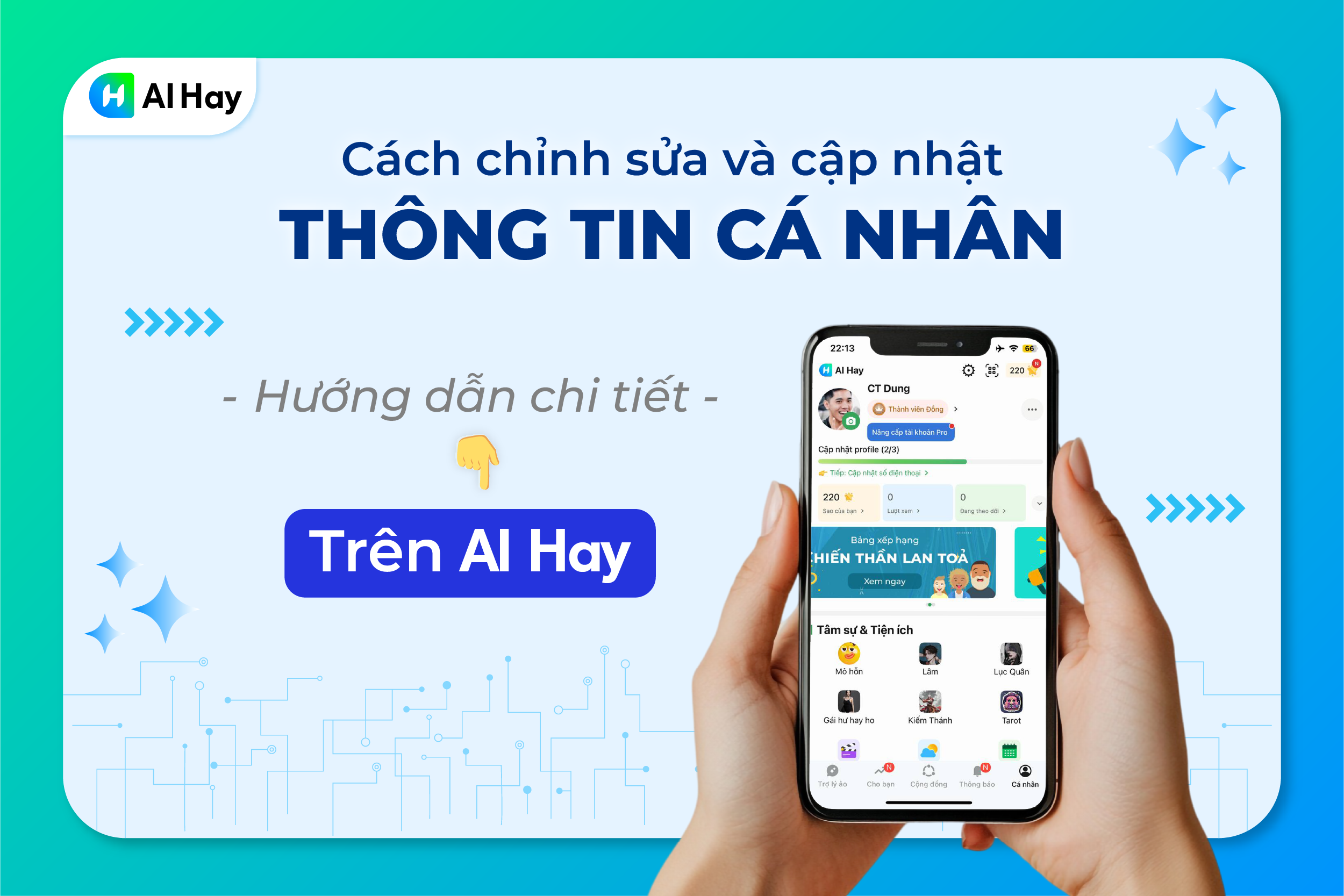 edit thông tin cá nhân trên AI Hay