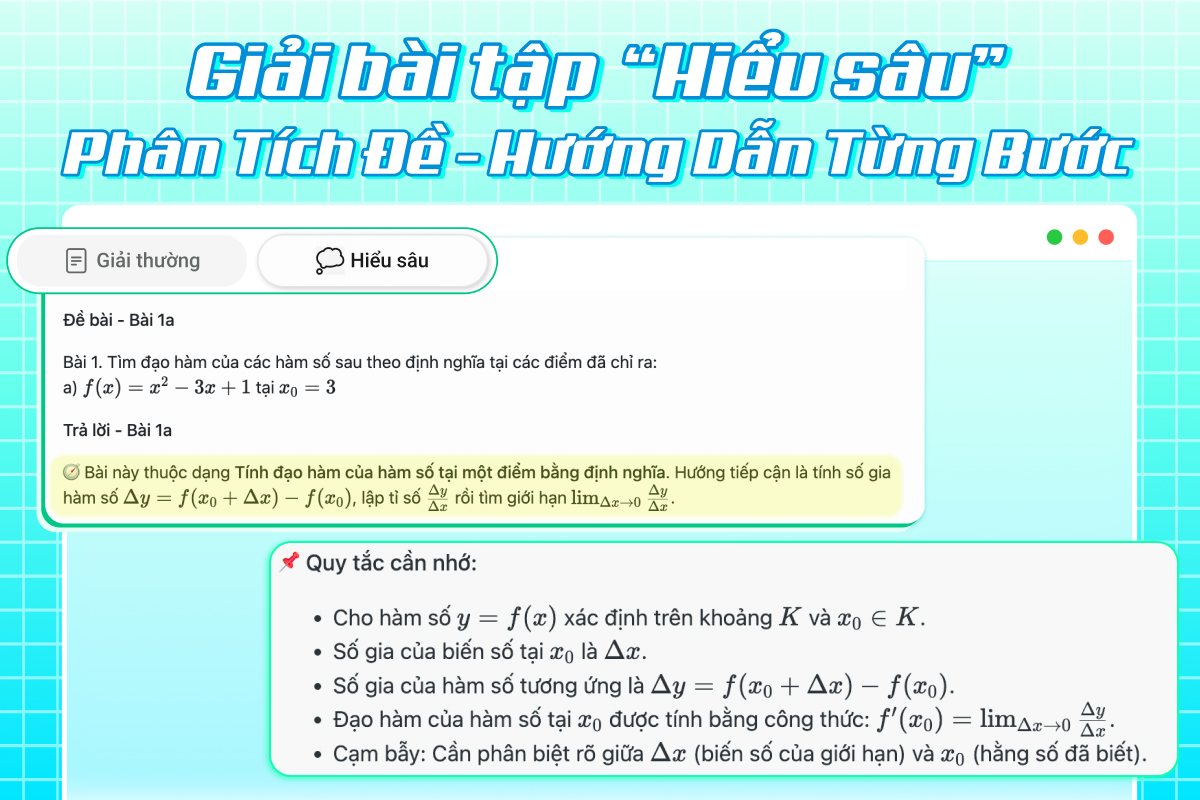 Tính năng giải bài tập Hiểu sâu của AI Hay: phân tích đề và hướng dẫn từng bước